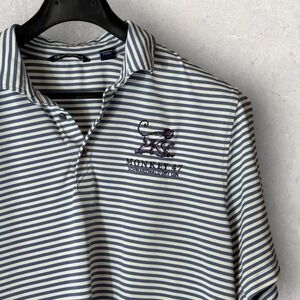 Cutter & Buck Monkey 47 Polo Shirt Men's Large Purple Striped Golf Performance